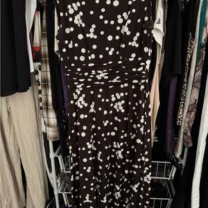 Elegant Brown and White Polka Dot Dress